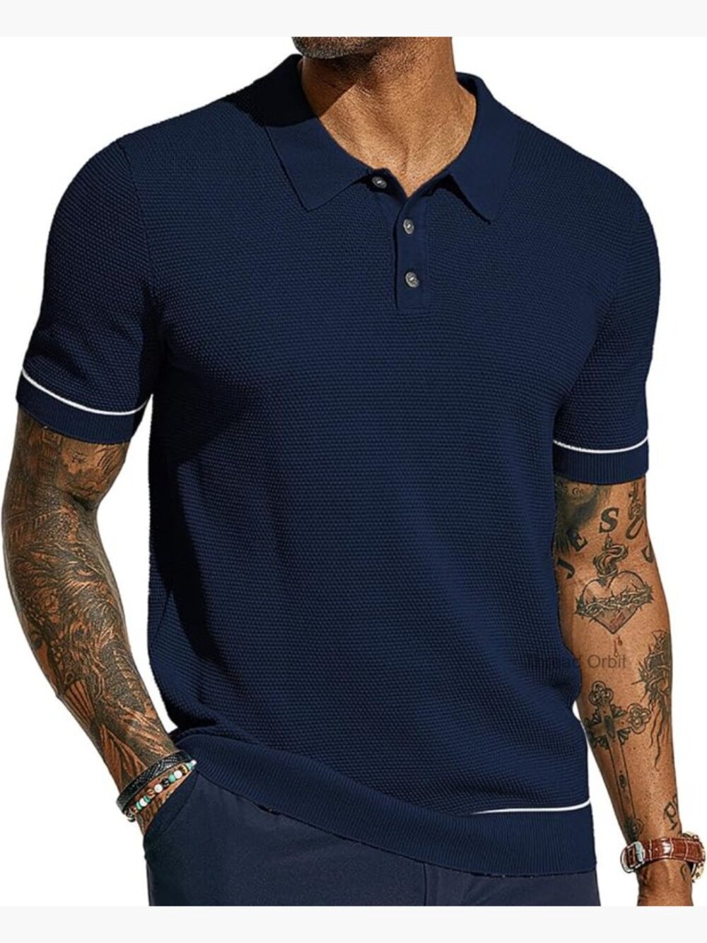 Mens Knit Polo Shirt Short Sleeve Textured Stretchy Regular Fit